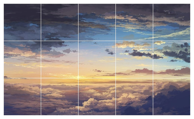 Sky Clouds Picture Wall Back Splash Tile Mural 1447, 30"x18"