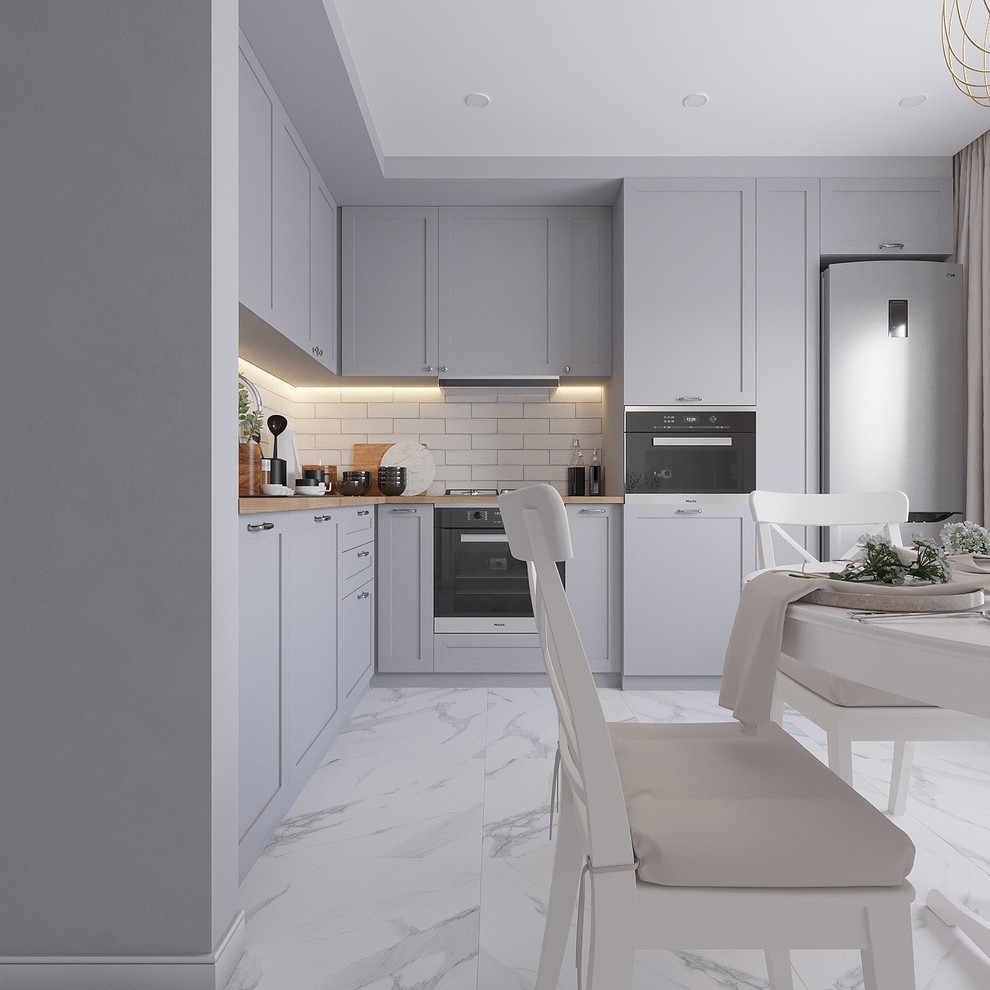 Кухня в современной классике в серых тонах