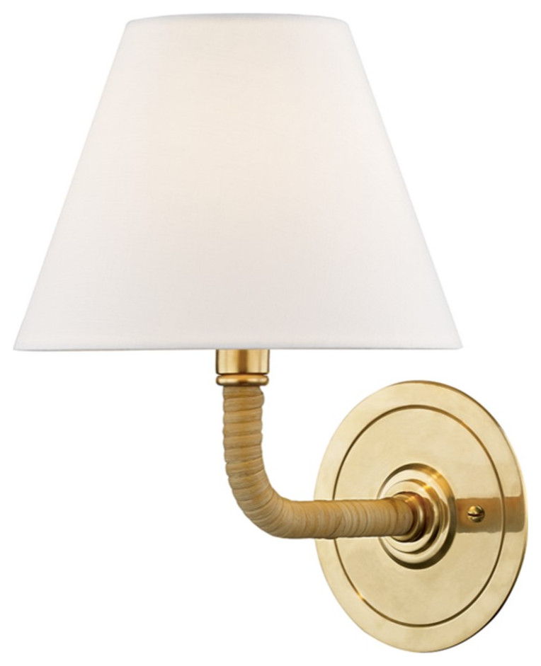 Hudson Valley Curves No.1 1-Light Wall Sconce MDS500-AGB, Aged Brass