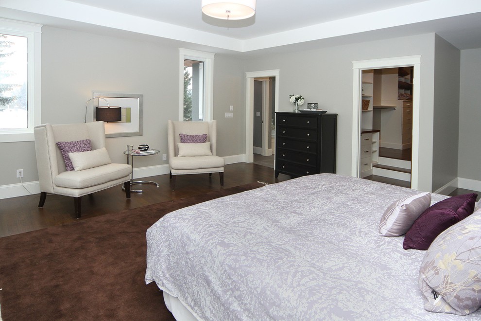 Transitional bedroom photo in Calgary