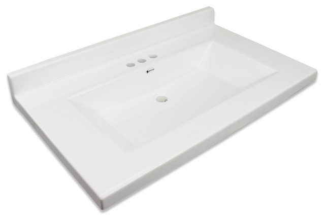 Transolid Carolina 49"x22" Single Bowl Vanity Top, Solid White