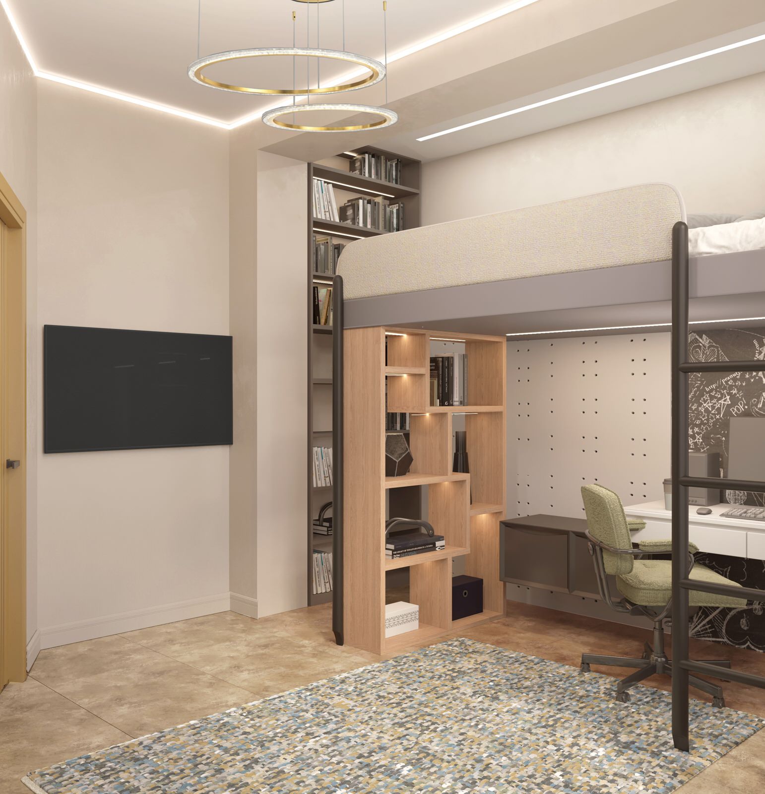 Двухэтажный жилой дом с видом на горы.