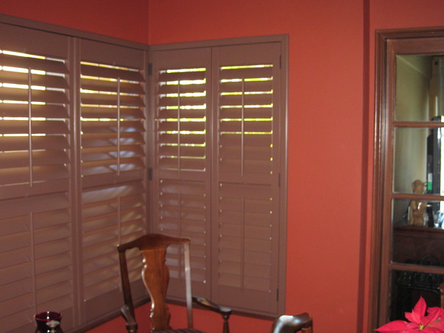 Kitchen Roman Shade and Diningroom Shutters