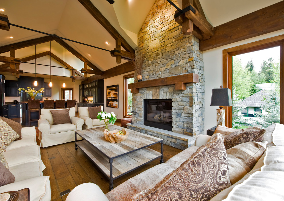 Design ideas for a traditional open concept living room in Vancouver.