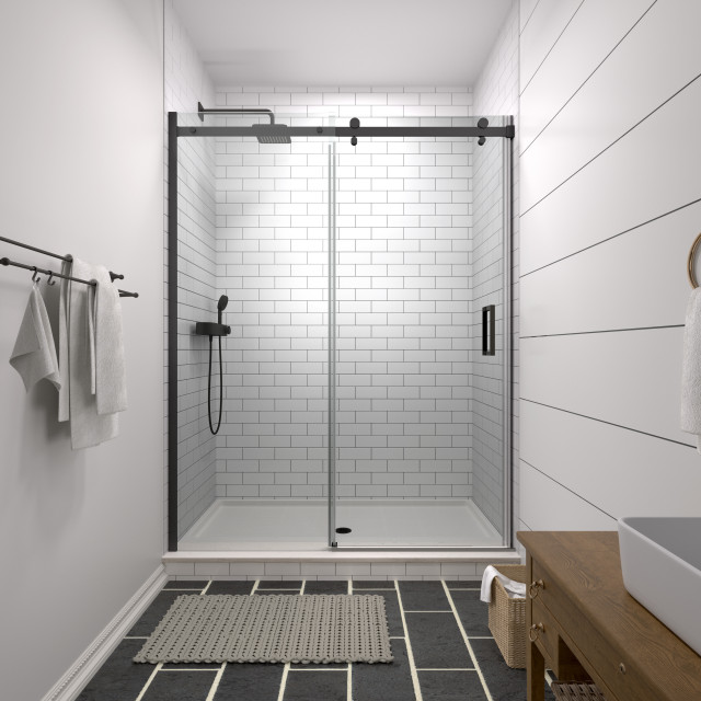 Irminio 48"x74" Sliding Shower Door, CrystalTech Treated 5/16" Tempered