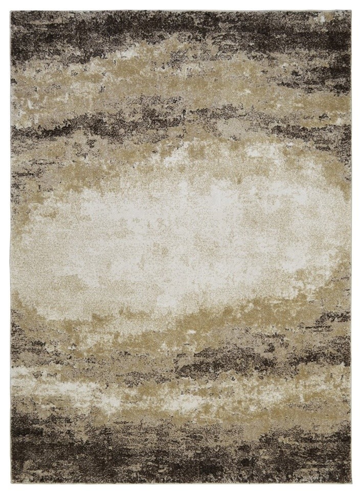 Modern Accent Rug in Beige with Nebula Supernova Design, 9'8
