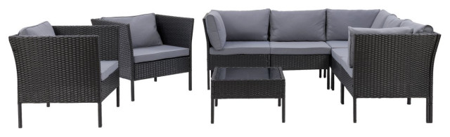 Corliving Parksville L-Shaped Patio 8Pc Sectional Set With 2 Chairs