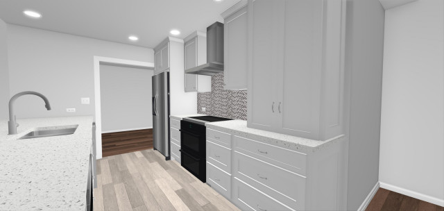 A 1970&rsquo;s Kitchen Gets a Glamorous Refresh transitional-rendering