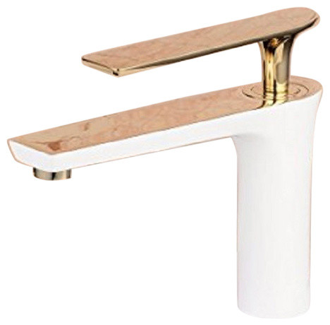 Molfetta Single Handle Brass White and Gold Bathroom Faucet