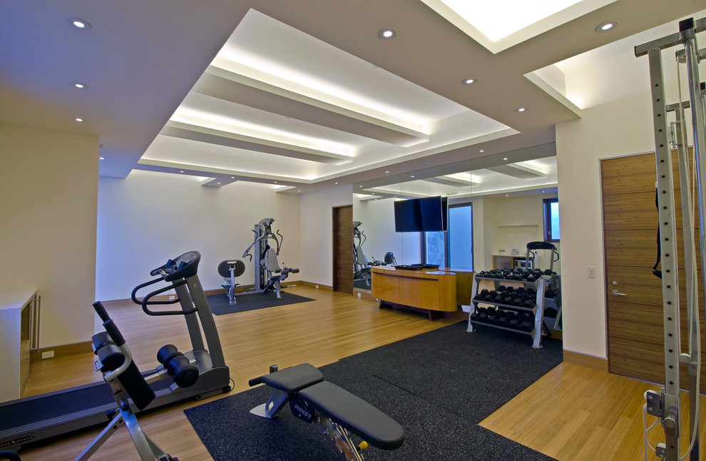 Photo of a mediterranean home gym in Los Angeles.