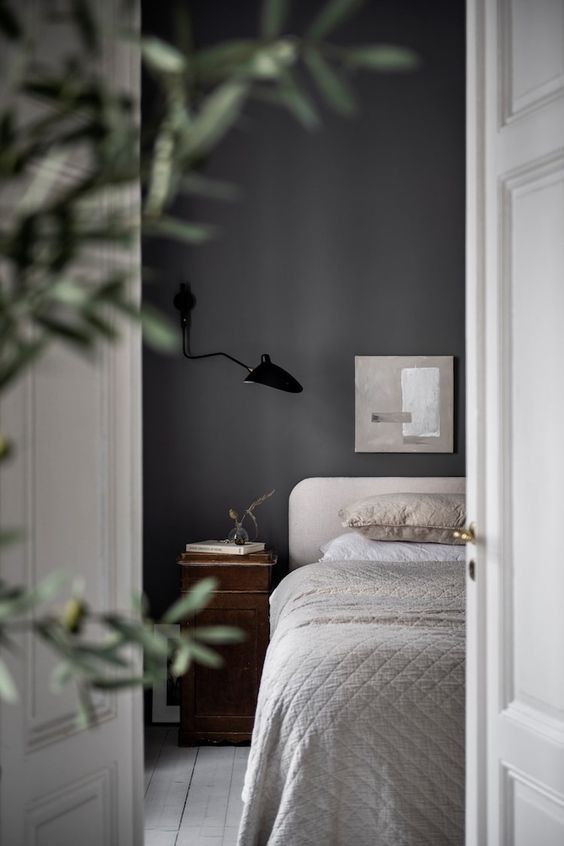 dormitorio gris intenso moderno