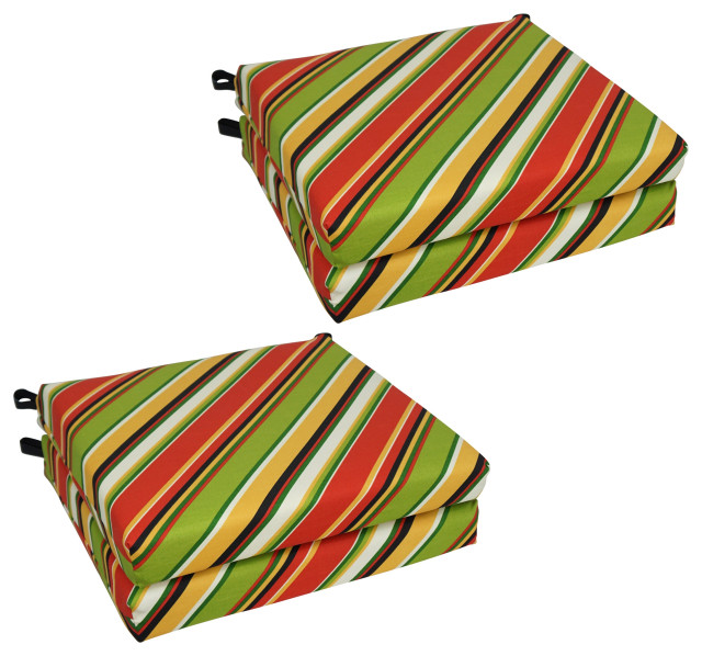 20"X19" Patterned Outdoor Chair Cushions, Set of 4, Browning Garden