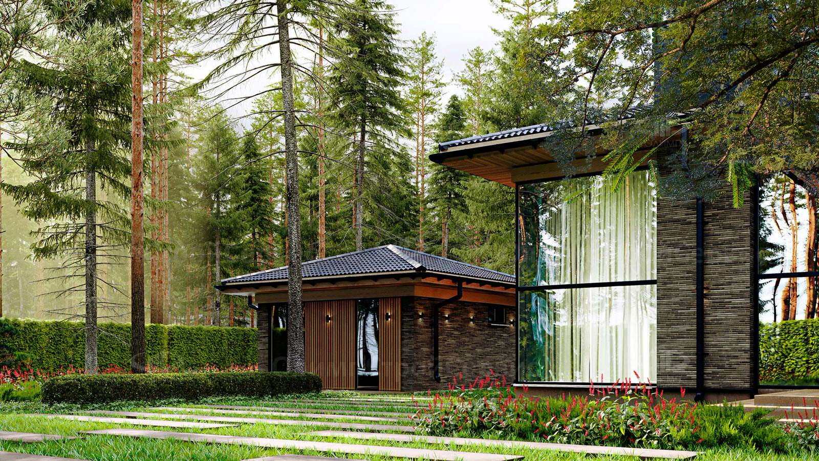 Одноэтажный дом «Фирст» с отдельно стоящей баней