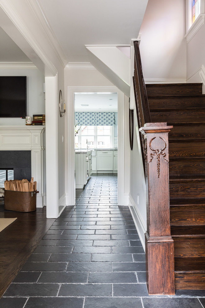 Inspiration for a mid-sized country hallway in New York with slate floors.