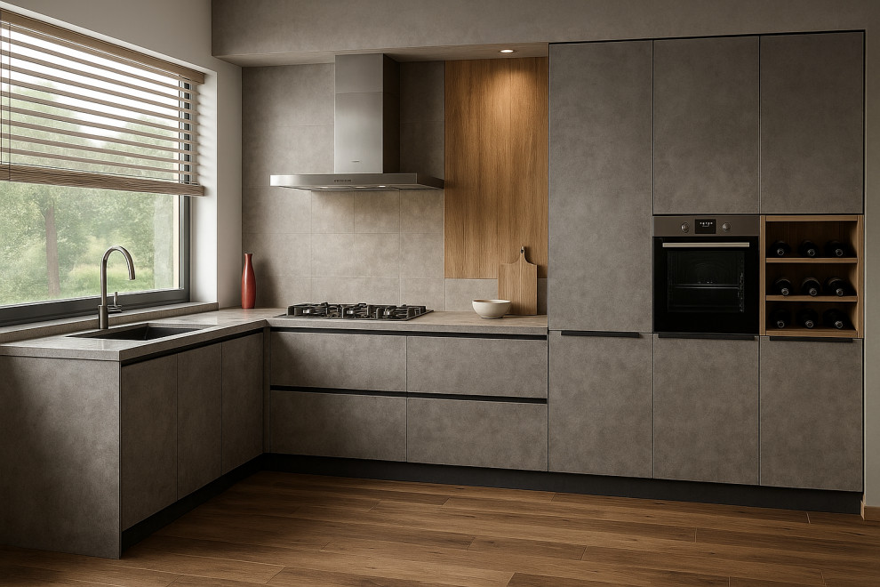 Cucina moderna con ante in cemento