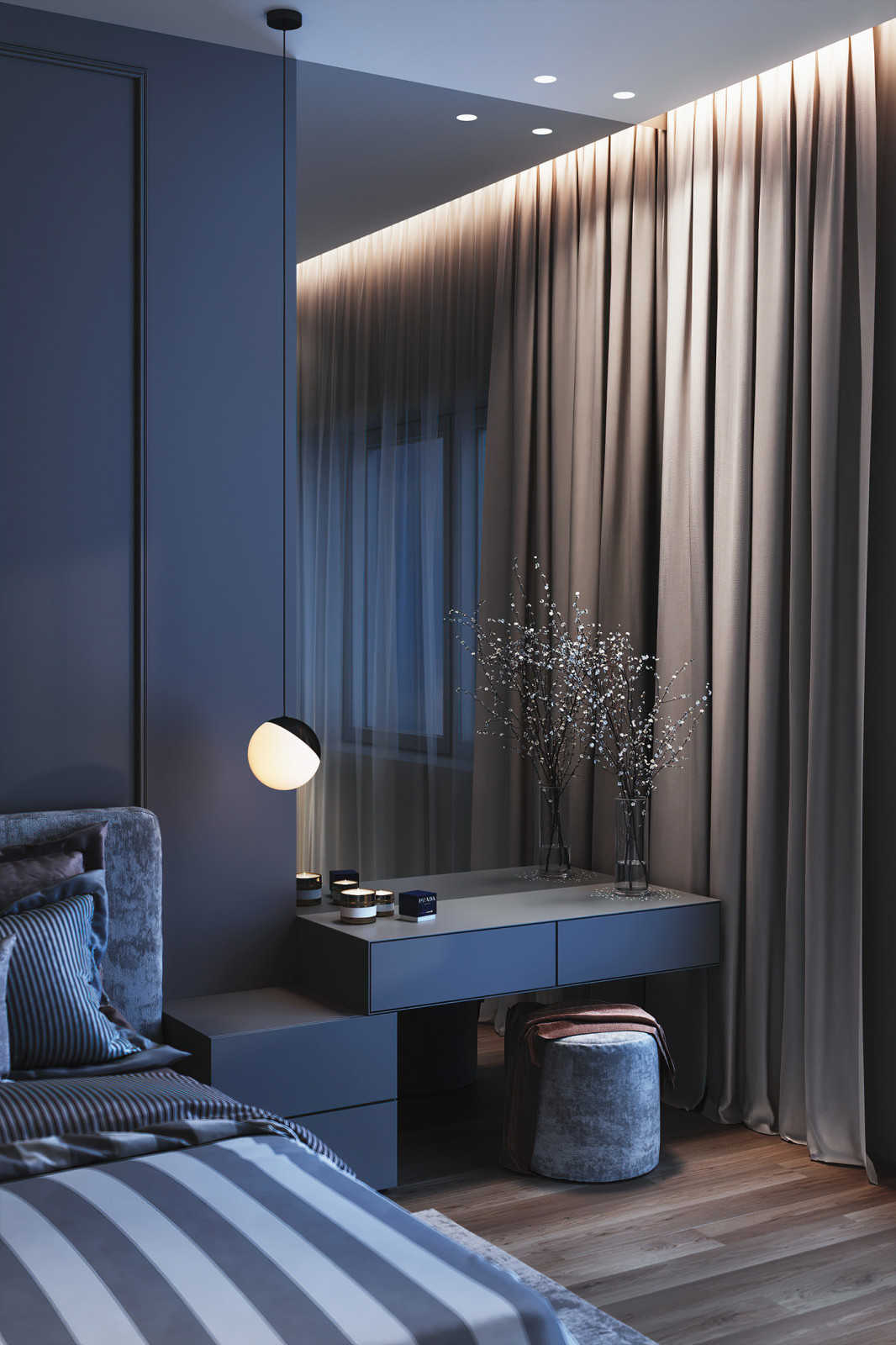 Дизайн спальни в двух цветовых вариантах