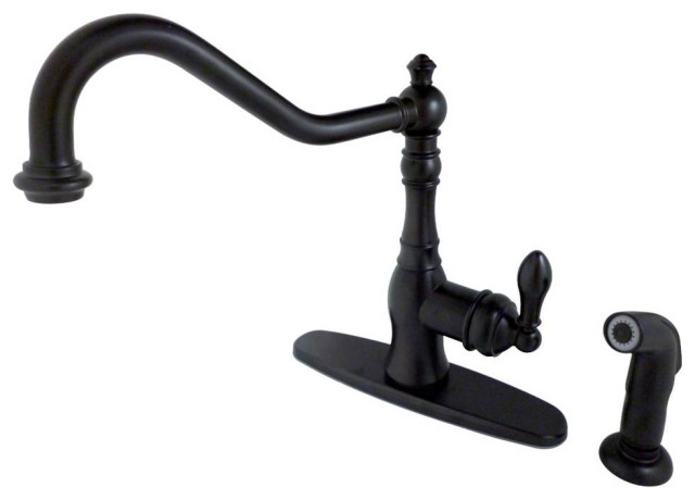 Kitchen Faucet With Brass Sprayer In Oil Rubbed Bronze