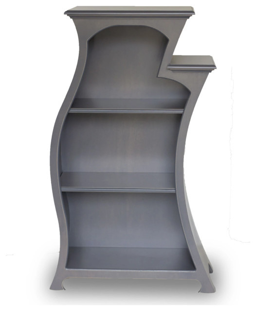 Bookcase No. 2 - Curved, Stepped Bookcase, Slate Stain