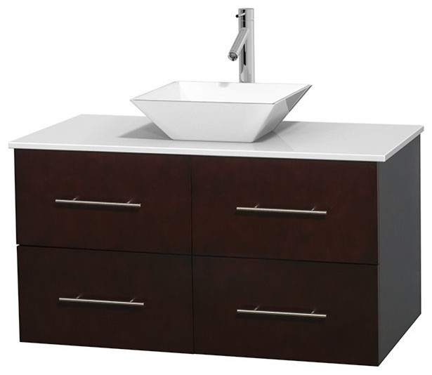 42 Single Bathroom Vanity White Man Made Stone Countertop Sink