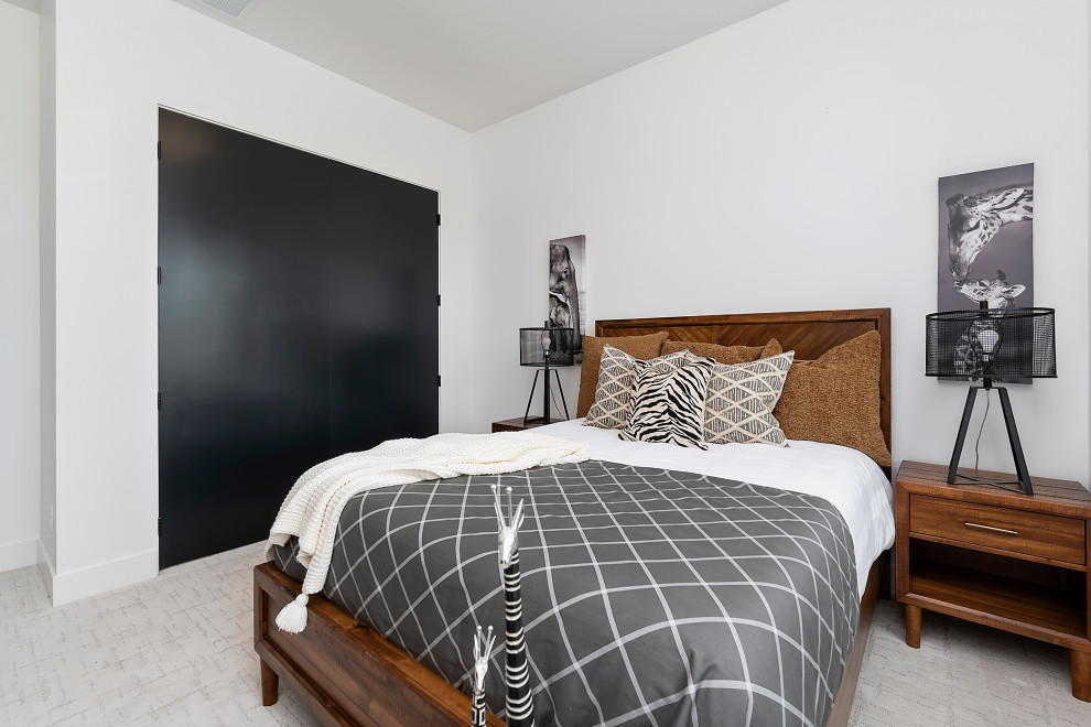 This is an example of a contemporary bedroom in Boise.