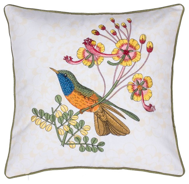 Embroidered Rio Bird Pillow Contemporary Decorative Pillows