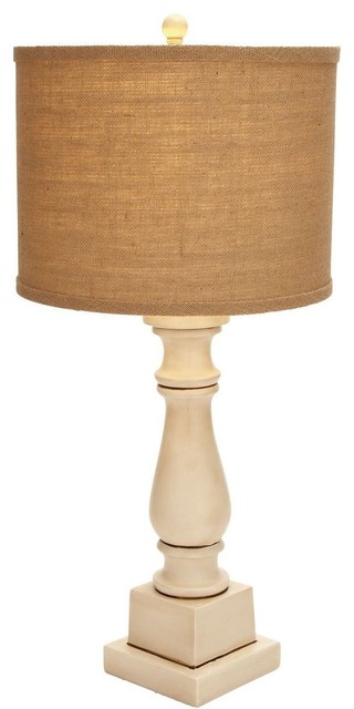 Contemporary Table Lamp with Mix of White and Beige Color