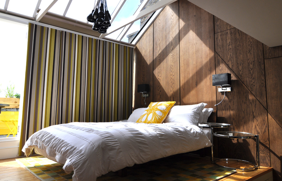 Design ideas for a contemporary bedroom in London.