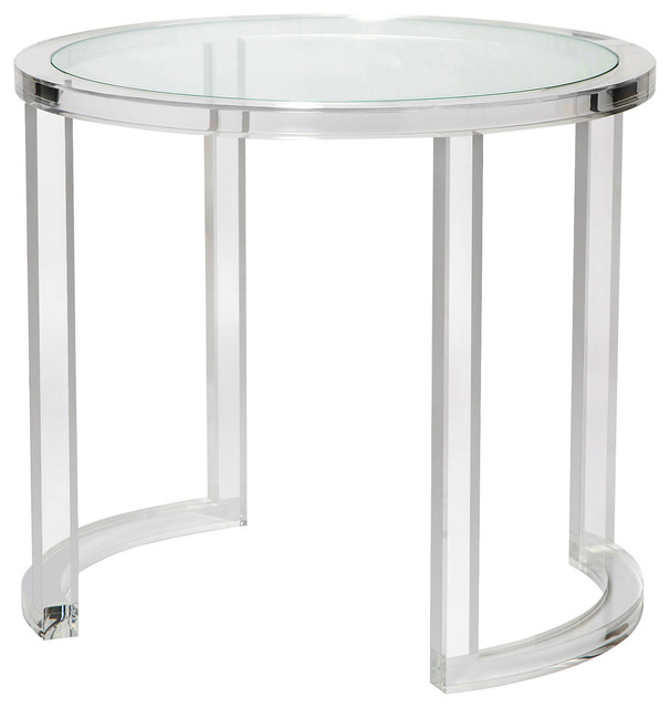 Interlude Ava Modern Acrylic Clear Glass Round Center Table