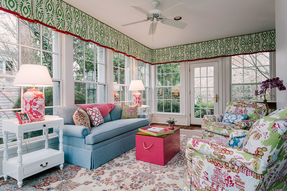Design ideas for a traditional sunroom in Raleigh with a standard ceiling.