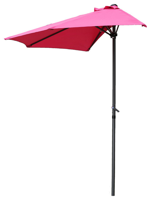 9 Half Round Vented Patio Wall Umbrella Aluminum Pole Dark Grey Bery Berry