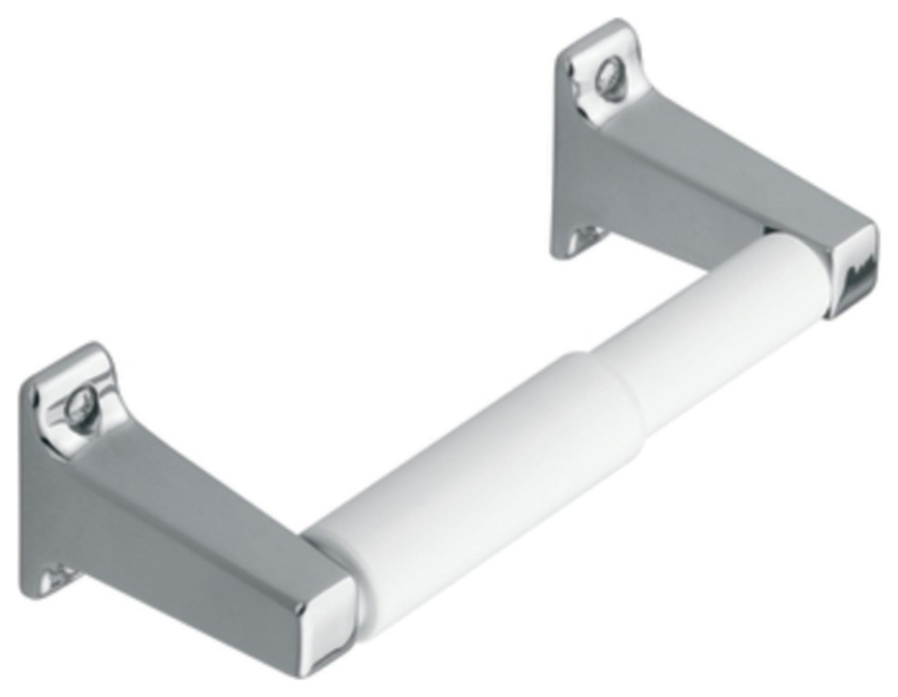 Moen 908 Double Post Toilet Paper Holder With White Roller Contemporary Toilet Paper Holders
