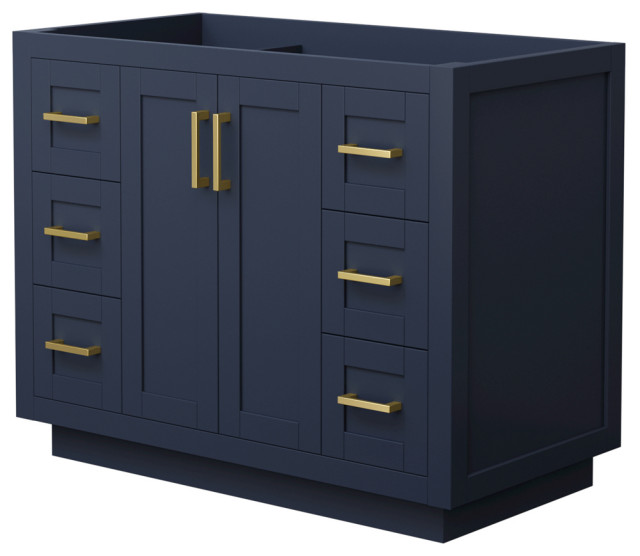 Miranda 42" Single Vanity, Dark Blue, No Top, No Sink, Brushed Gold