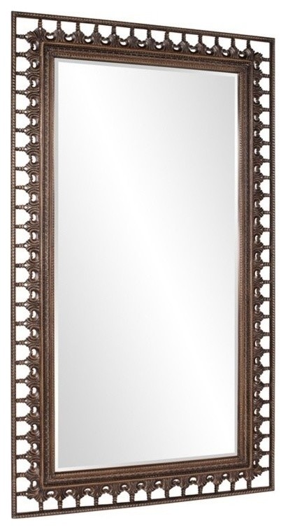 92076 Spindle Rectangular Oversized Mirror in Faux Walnut