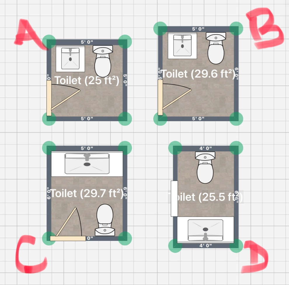 Powder Room Map Which powder room layout is better? | Houzz Forum