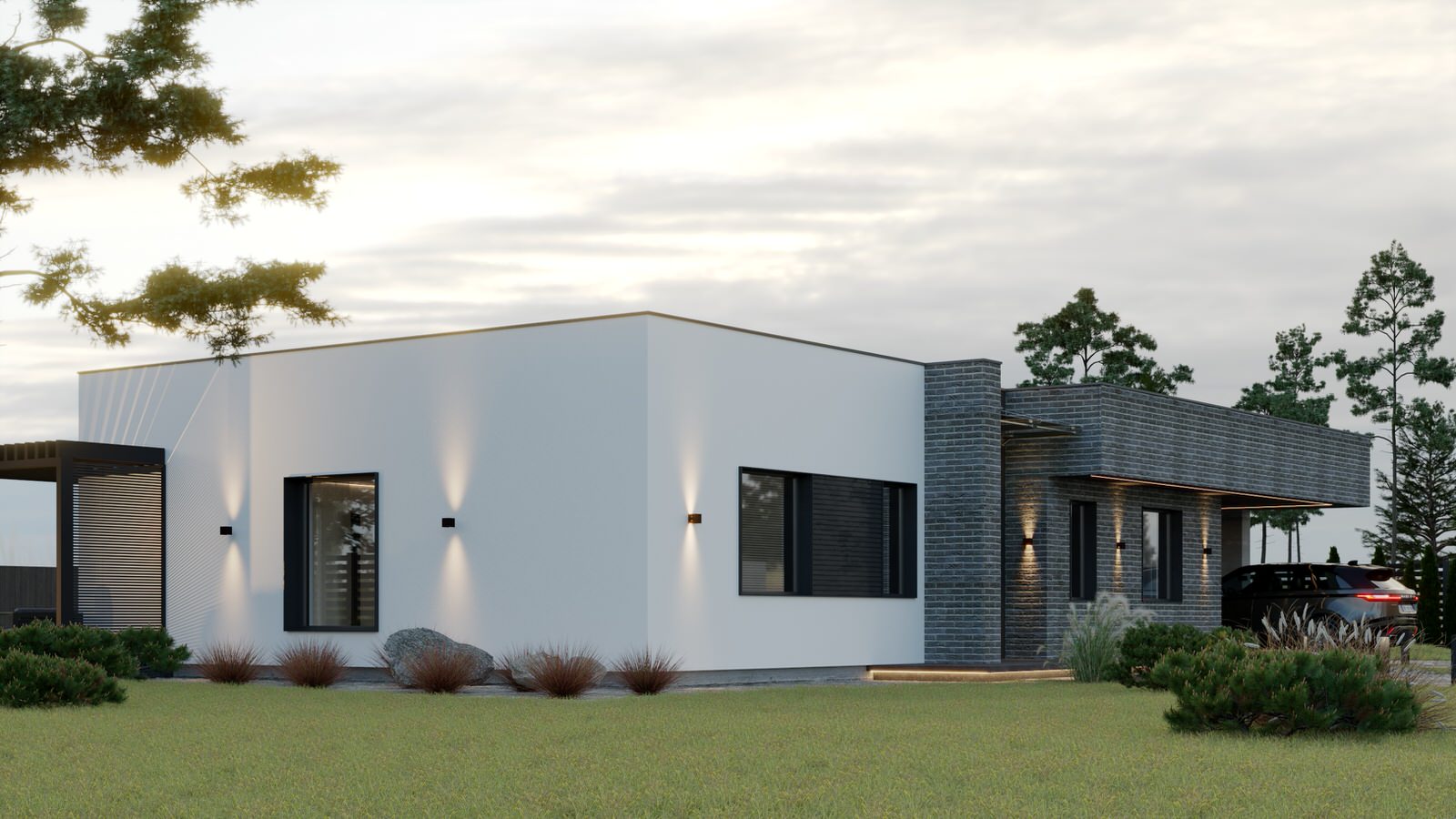 Экстерьер, Архитектура частного дома 110 м2 "Flat House Greey"