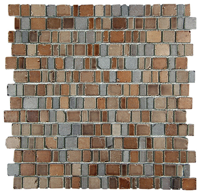 12"x12" Ice Age Rustic Stone Mosaic Tiles, Set of 10, Loire
