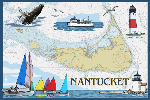 POSTER SAILING ENJOY THE RIDE NANTUCKET MASSACHUSETTS SAIL VINTAGE REPRO FREE SH
