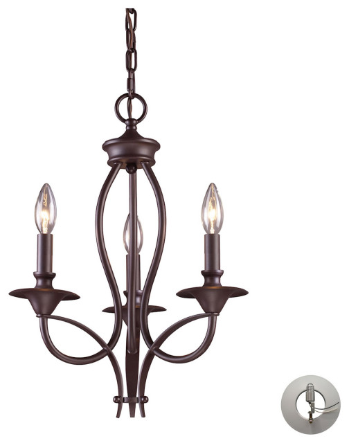 Medford 3 Light Chandelier, Recessed Adapter Kit Transitional