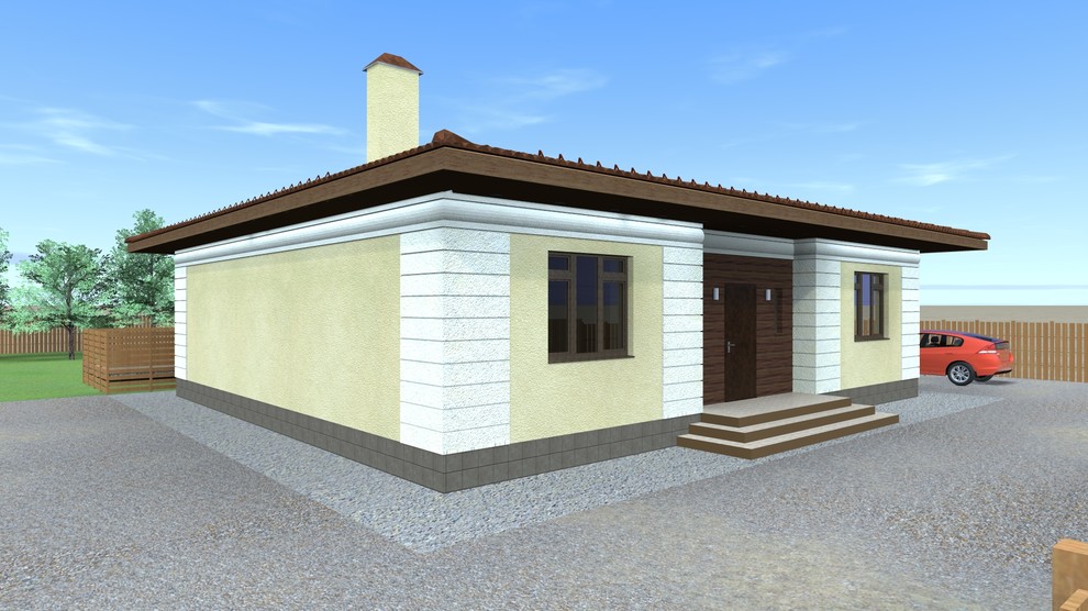 Одноэтажный жилой дом на три спальни