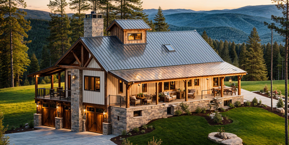 Example of a mid-sized mountain style home design design