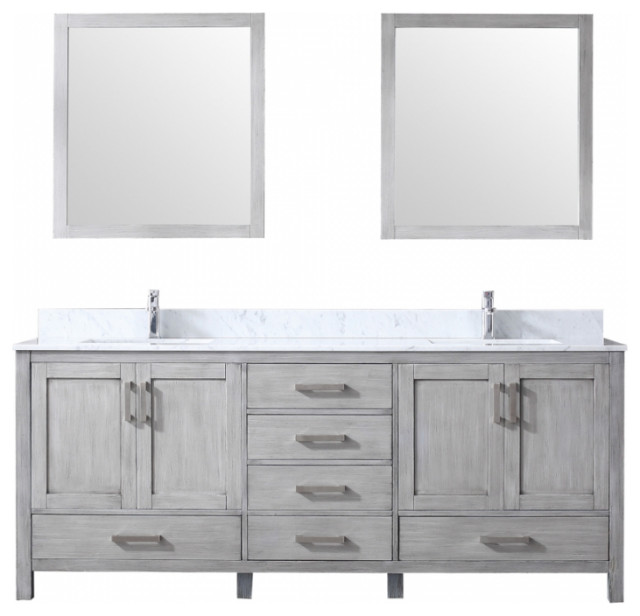 80 Inch Modern Distressed Gray Double Sink Bathroom Vanity, Choice of