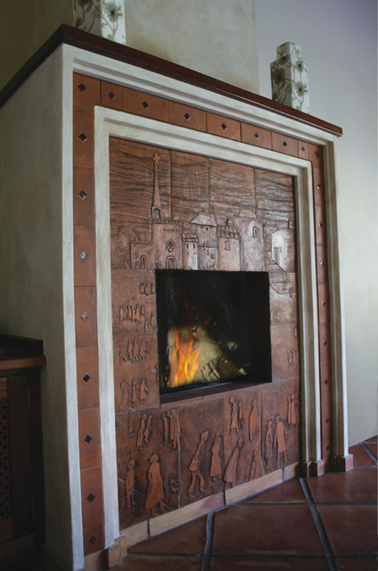 Architectural ceramics fireplace #4 coastal-dining-room