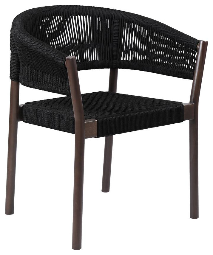 Doris Indoor Outdoor Dining Chair in Dark Eucalyptus Wood with Black