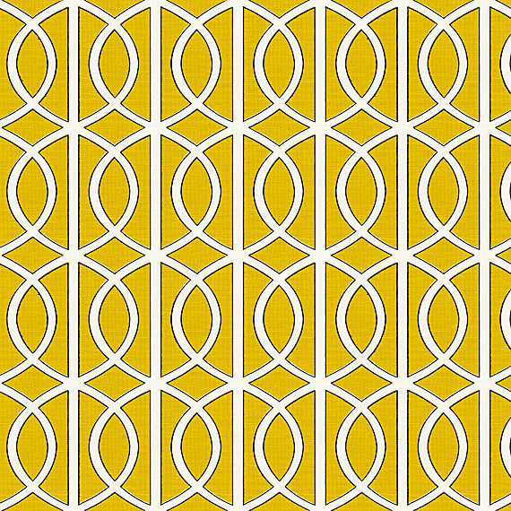 Yellow Modern Trellis Linen Fabric