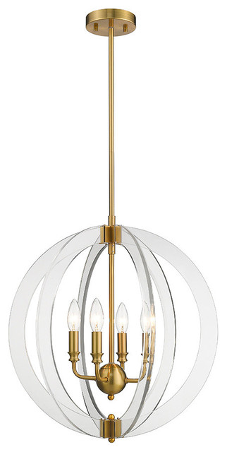 Ove Decors Isabelle 4 Bulb Pendant Ceiling Light Brushed Gold Transitional Chandeliers By Ove Decors Houzz