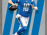 Trends International NFL Detroit Lions - Jarod Goff 21 Framed Wall Poster Prints Mahogany Framed Version 22.375 x 34