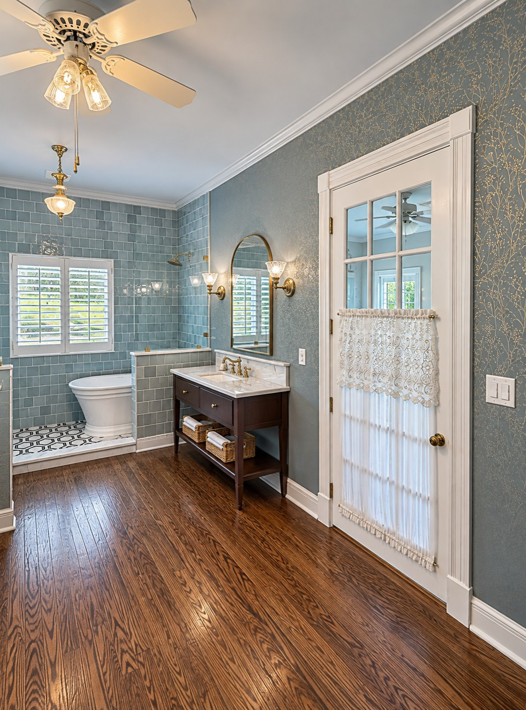 Elegant Transitional Master Bathroom with Freestanding Tub