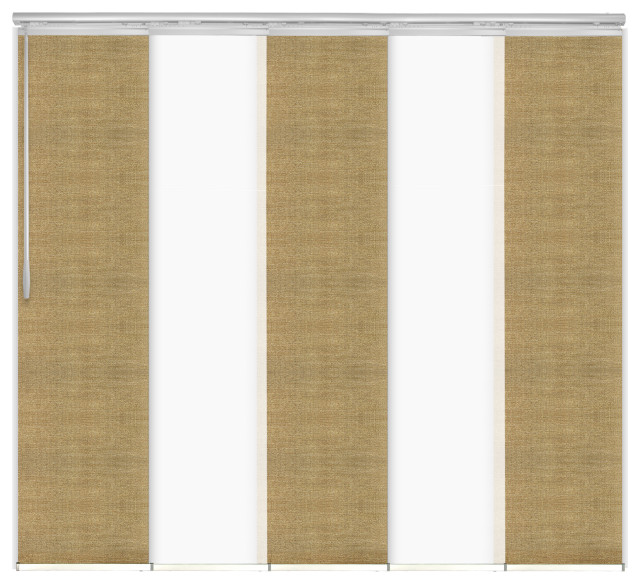 Navajo White-Daffodil 5-Panel Track Extendable Vertical Blinds 58-110"x94"