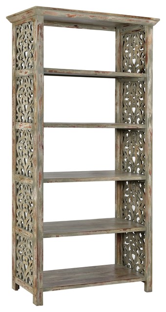 Crestview Bengal Manor Mango Wood Carved Side Panel Etagere Cvfnr456 Farmhouse Display And Wall Shelves By Fratantoni Lifestyles