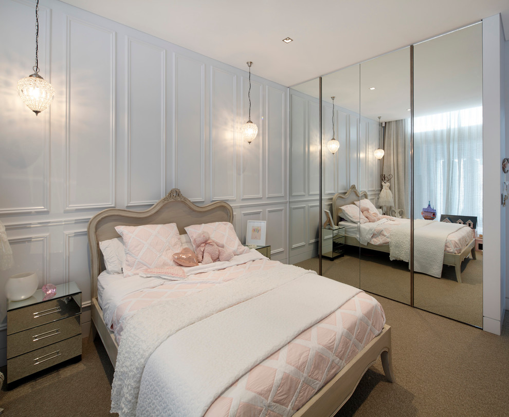 Design ideas for a large modern kids' bedroom for girls in Sydney.